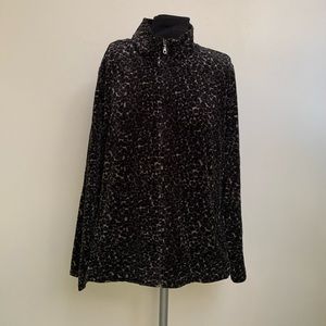 Charter Club Black Gray Geometric Zip Top Jacket